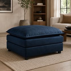 Modular Sectional Sofa Blue with Ottoman