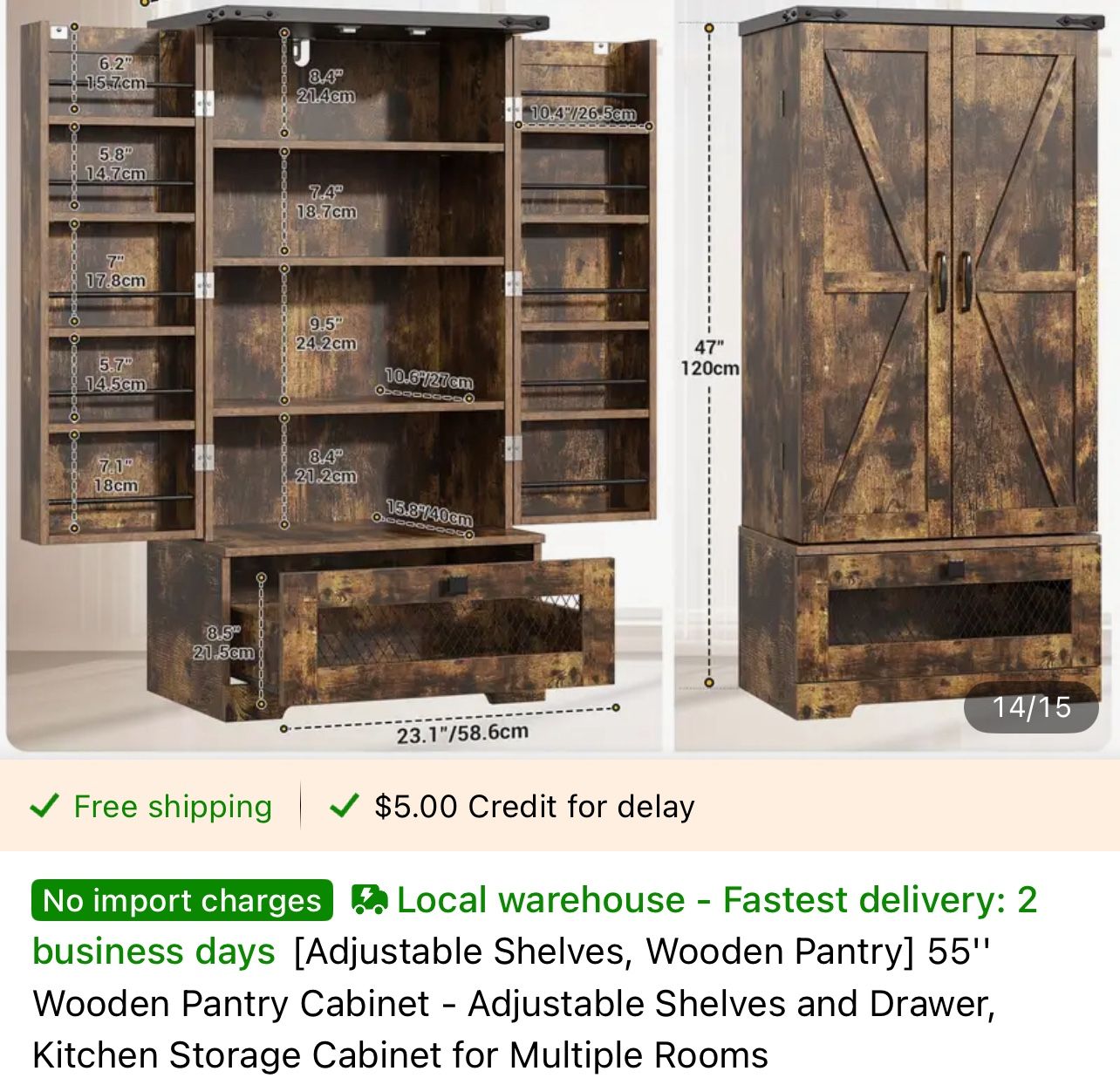 Brand New Double Door Shelf