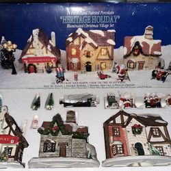 Vintage Christmas Porcelain town set