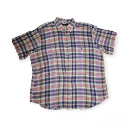 Ralph Lauren Plaid Button Up Short Sleeve Shirt Big & Tall Mens Size 2XB