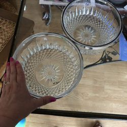 Vintage Silver Trimmed Pressed Glass Bowls 