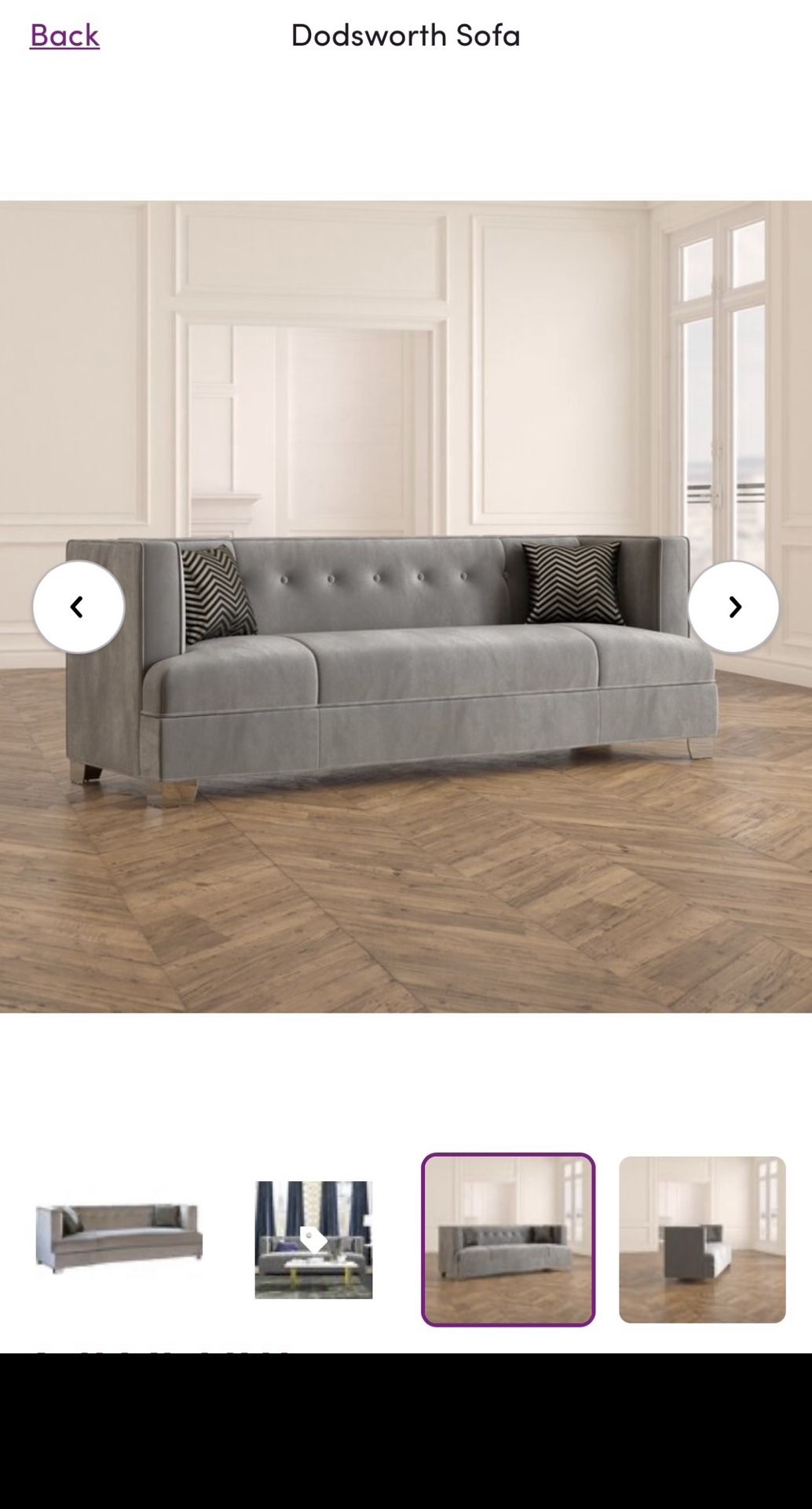 Gray Velvet Sofa