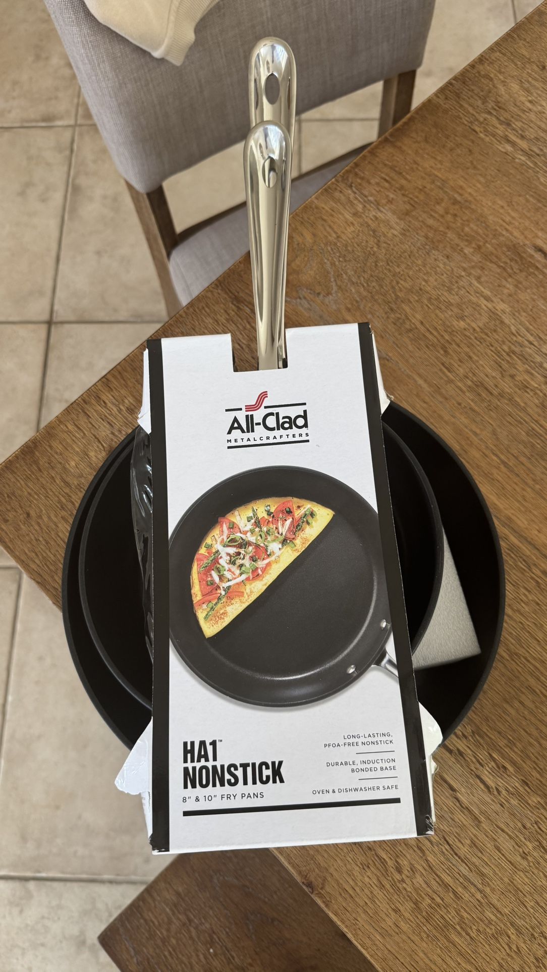 (2) All Clad Metalcrafters Stainless 10 Inch / 8 inch Skillets No Lids BRAND NEW