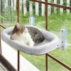 Cordless Cat Window Perch, Cat Hammock for Wall with 4 Strong Suction Cups - open box
