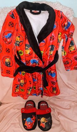 Miraculous Ladybug And Cat Noir Robe/ Slippers