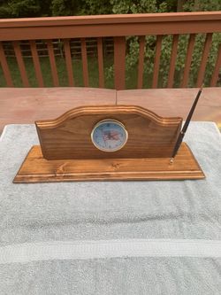 Patriotic Desk Clock with Pen Holder Handmade
