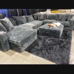 Extra Large Sectional Sofa - Soft Corduroy Fabric