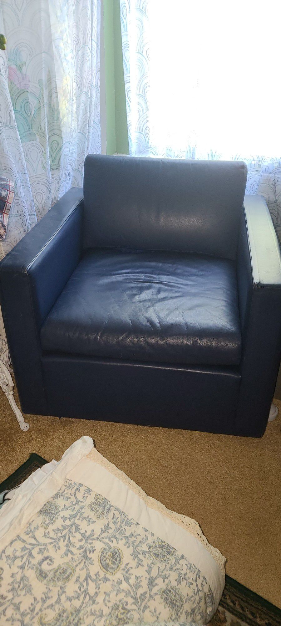 Blue Faux Leather Seat