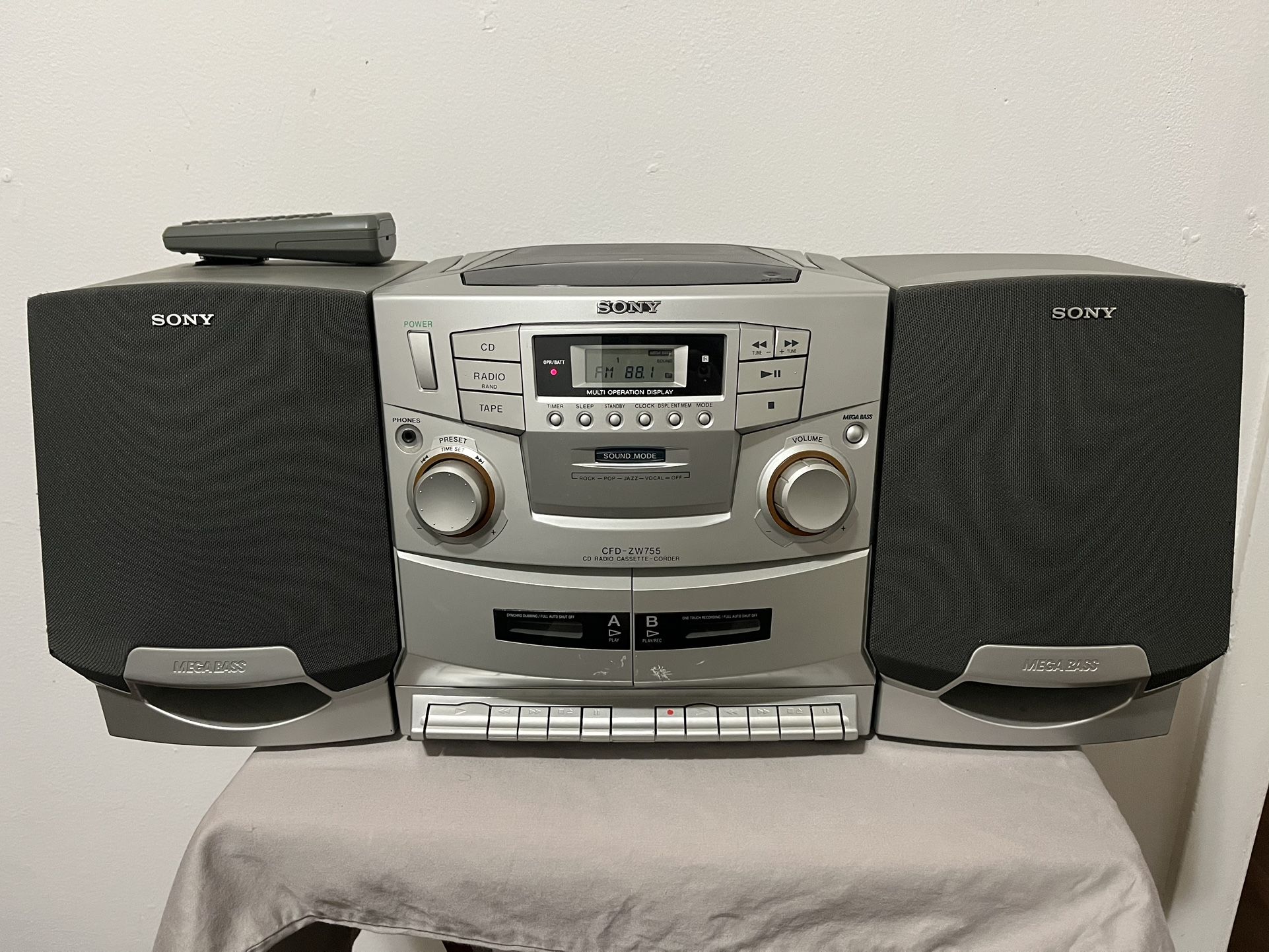 Sony CFD-ZW755 Boombox System CD/Radio/Dual Cassette Stereo Vintage 90’s