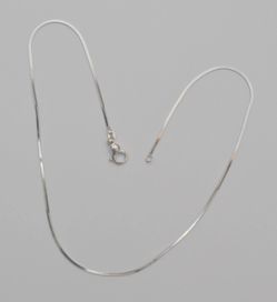 14K Italy White Gold Square Snake Chain Necklace 1.0mm 16.25" Lobster Clasp