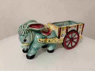 Vintage Donkey with Cart Planter Pot Japan