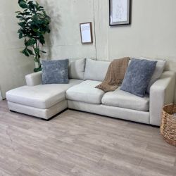 Fast Delivery Available — Ashley’s Furniture Eggshell Modern Deep-Seated 2pc L Sectional Couch with Chaise