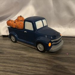 SCENTSY Retro Blue Truck with Pumpkin Delivery Lid 