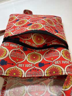 Handmade Beatles Hey Jude Crossbody Shoulder Bag Music Fabric Zipper Pocket Tote