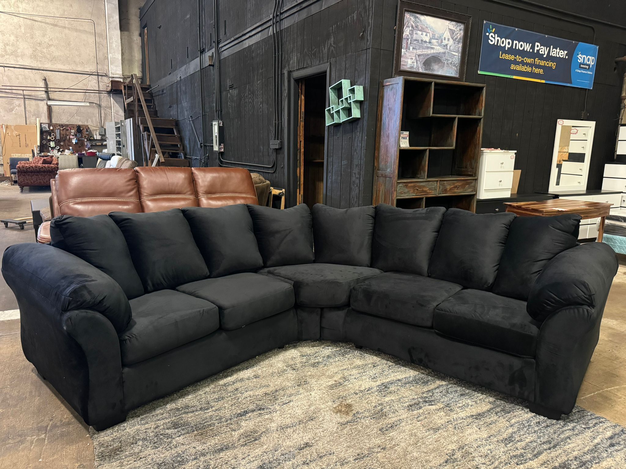 New Black Velvet Sectional. Delivery & Set Up Available