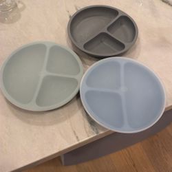 Set Of 3 Wee Sprouts Silicon Feeding Plates