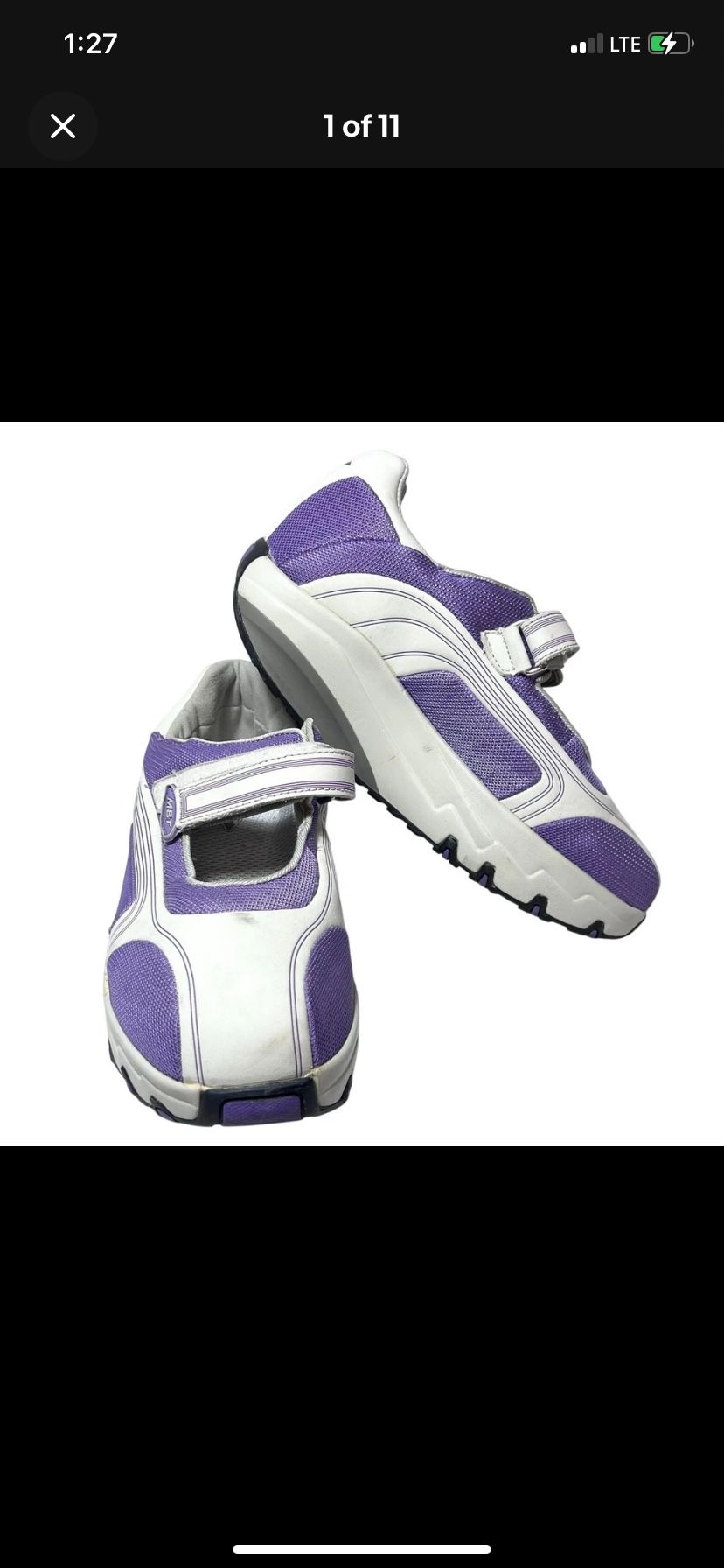 MBT Mary Jane Sneaker Womens 9 Lami Purple White Hook Loop Strap