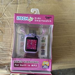 iTech Junior Girls Earbuds & Smartwatch Set - Purple Ombre Glitter 900226M-40-GRG 