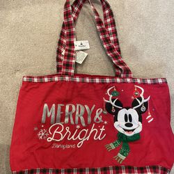 NWT DISNEY PARKS MERRY & BRIGHT DISNEYLAND MICKEY MOUSE LARGE TOTE BAG NEW.   DISNEY PARKS MERRY & BRIGHT DISNEYLAND MICKEY MOUSE LARGE TOTE   large t
