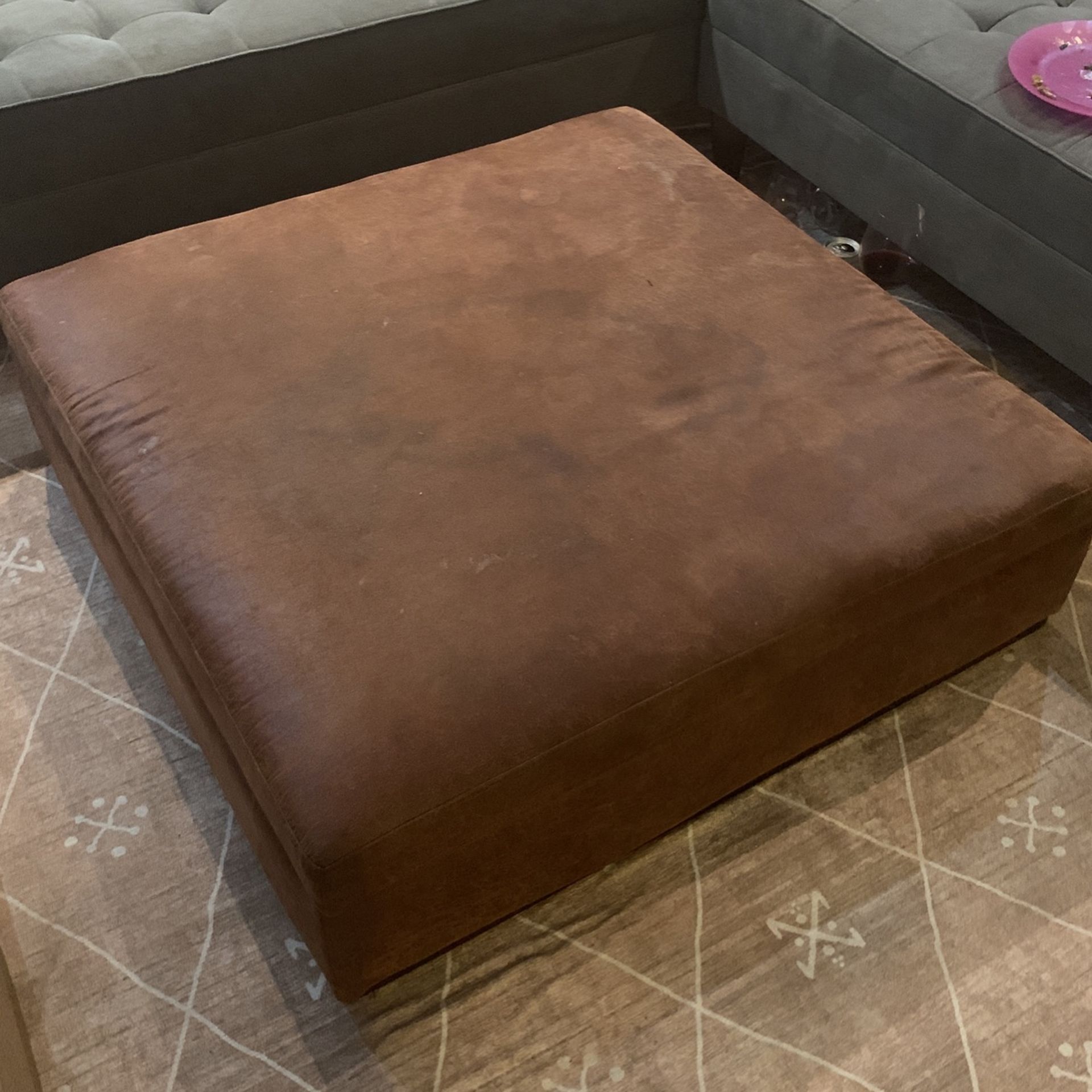 Brown Leather Ottoman Coffee Table