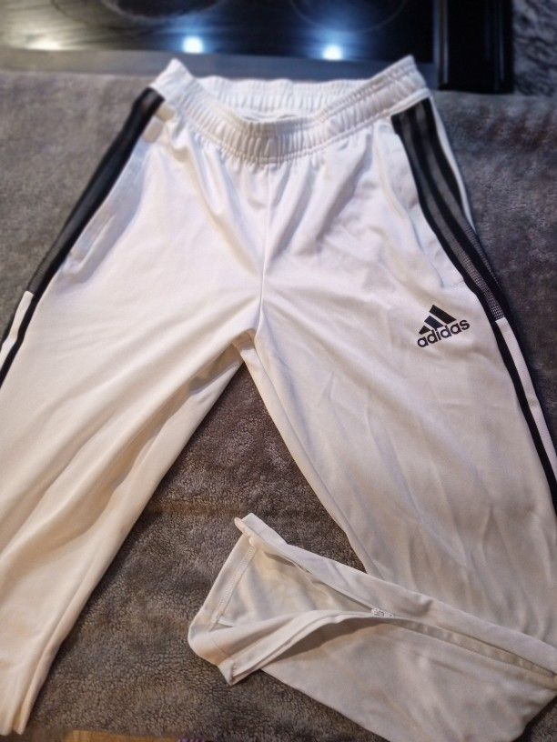 ADIDAS WHITE AND BLACK JOGGERS