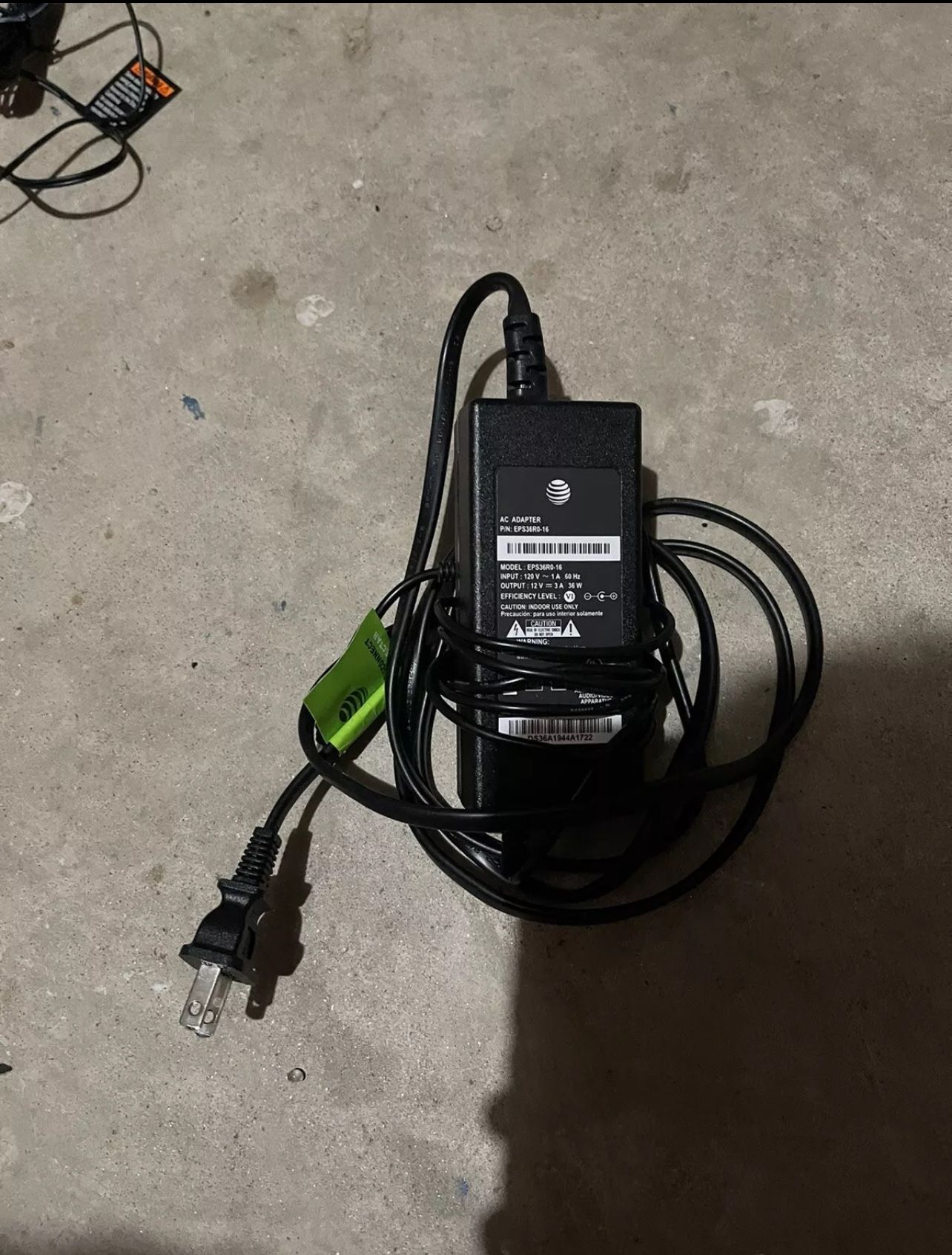 AT&T Power Supply AC Adapter, Model EPS36R0-16, 12V, 3A, 36W