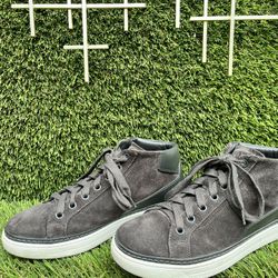 Prada Dark Grey Suede Hi Top Sneakers 