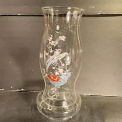 Vintage Clear Glass  Birds Hurricane Candleholder/Tealight-holder (Height: 13”)