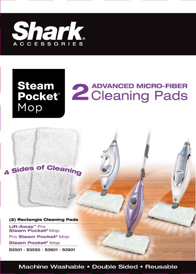 Shark Steam Pocket Mop Pads - Pack Of 2 Advanced Micro-fiber Cleaning Pads