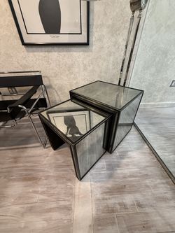 Restoration Hardware Mirrored nesting side tables