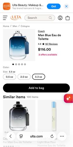 Coach Man Blue Eau de Toilette 3.3 oz
