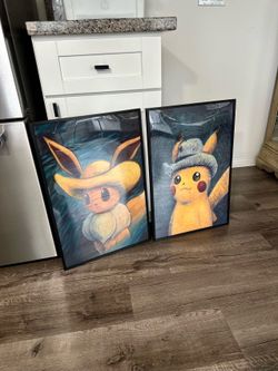 Pokemon Pikachu And Eevee Wall Art set of 2 Price Firm