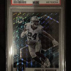 Charles Woodson 2021 Mosaic Genesis PSA 10 #106  Raiders Rare SSP