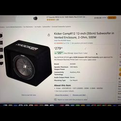 Kicker Comp R 12” Sub Ported With Boss Amp 