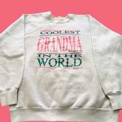 Vintage 90's Coolest Grandma In The World Crewneck Made In USA Pullover Sz Large 