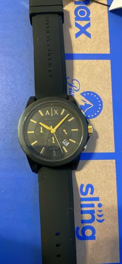 Armani exchange men’s chronograph black silicone watch (new)