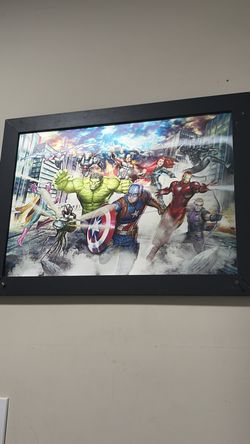 Classic Marvel painting 3-D with all the characters