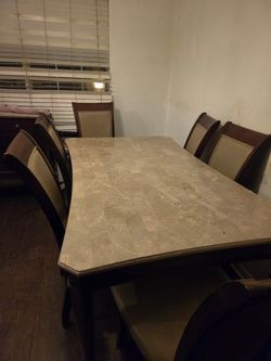 Marble Top Dining Table with 6 Chairs