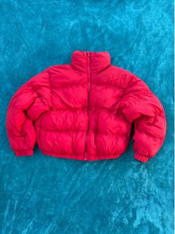 red puff jacket