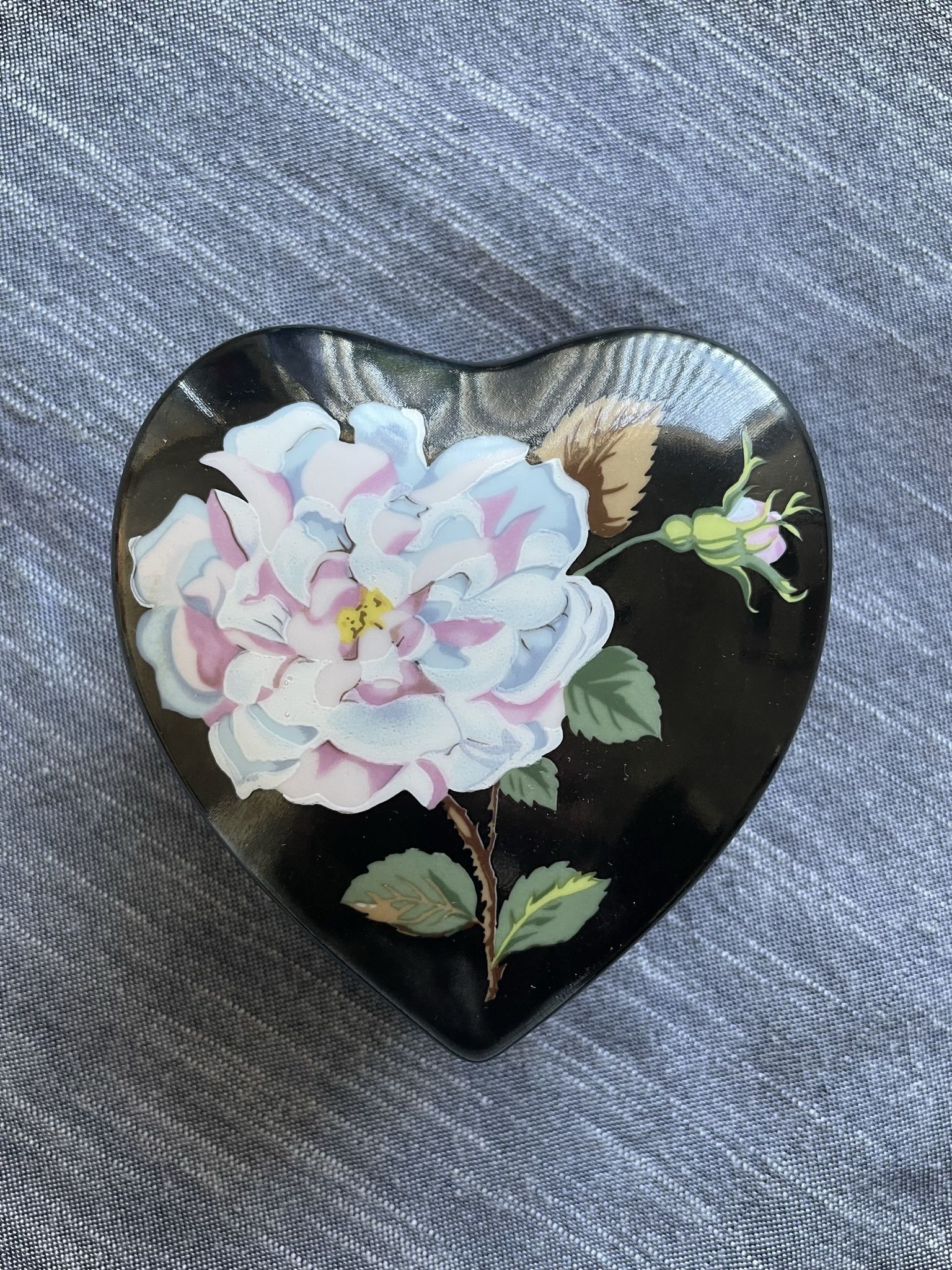 Vintage Tiffany & Co. Heart Trinket/Jewelry Box (Mrs. Delaney’s Flowers By Sybil Connolly)