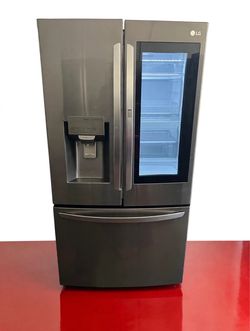 LG ThinQ French Door Refrigerator Black Stainless