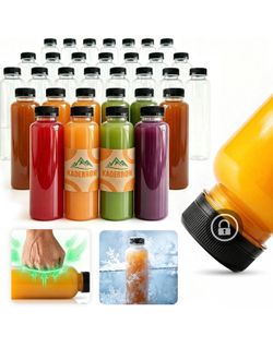NWT Kaderron 40pcs 12oz PET disposable plastic Juice Bottle with cap