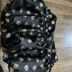 Crewcuts Satin Bubble Skirt with Gold Rose Print