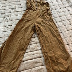 Sleeveless Linen-Blend Wide-Leg Jumpsuit size XS