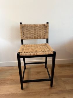 World Market Amolea Wood & Rattan Counter Stool Black – $280 Retail