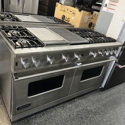 Stainless Steel Viking 60” Range Stove Grill Griddle All Gas
