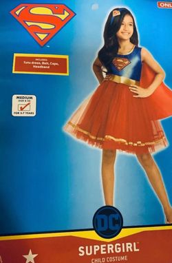 New Supergirl size 8/10 sparkly tutu dress, belt, cape and headband deluxe costume