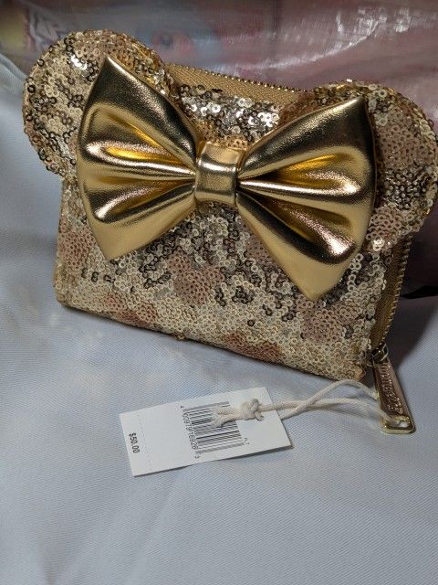 Minnie Mouse Gold Sequin Loungefly Wallet