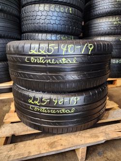 225 40R 19 USED TIRES CONTINENTAL 2254019 USED TIRES (PAIR) MOUNT BALANCE INCLUDED