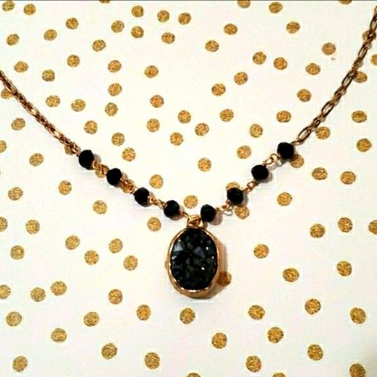 Black Druzzy & gold necklace